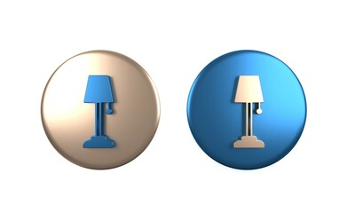 Colorful Floor lamp icon isolated on white background. Circle button. 3D render illustration