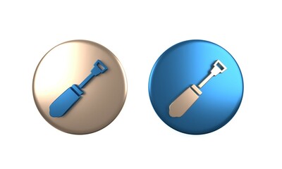 Colorful Screwdriver icon isolated on white background. Service tool symbol. Circle button. 3D render illustration