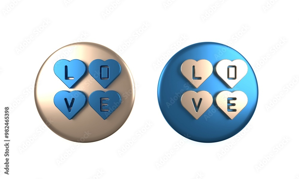 Canvas Prints colorful love text icon isolated on white background. valentines day greeting card template. circle 