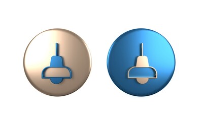 Colorful Lamp hanging icon isolated on white background. Ceiling lamp light bulb. Circle button. 3D render illustration