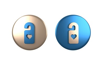 Colorful Please do not disturb with heart icon isolated on white background. Hotel Door Hanger Tags. Circle button. 3D render illustration