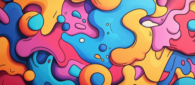 Colorful cartoon style illustration with playful designs perfect for backgrounds Easily add text for presentations offering versatility for various creative projects