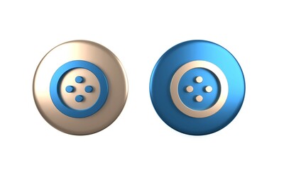 Colorful Sewing button for clothes icon isolated on white background. Clothing button. Circle button. 3D render illustration
