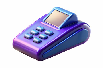 Obraz premium 3D Glossy Payment Terminal Icon on White Background with Soft Reflections - Modern Fintech and E-commerce Concept Highlighting Secure Digital Payments