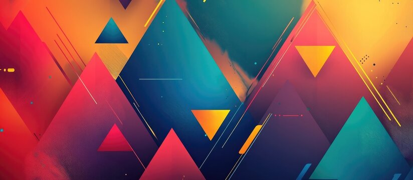 Colorful pyramid shapes create an abstract banner background Horizontal 2d illustration offers ample space for text