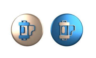 Colorful Camera vintage film roll cartridge icon isolated on white background. 35mm film canister. Filmstrip photographer equipment. Circle button. 3D render illustration