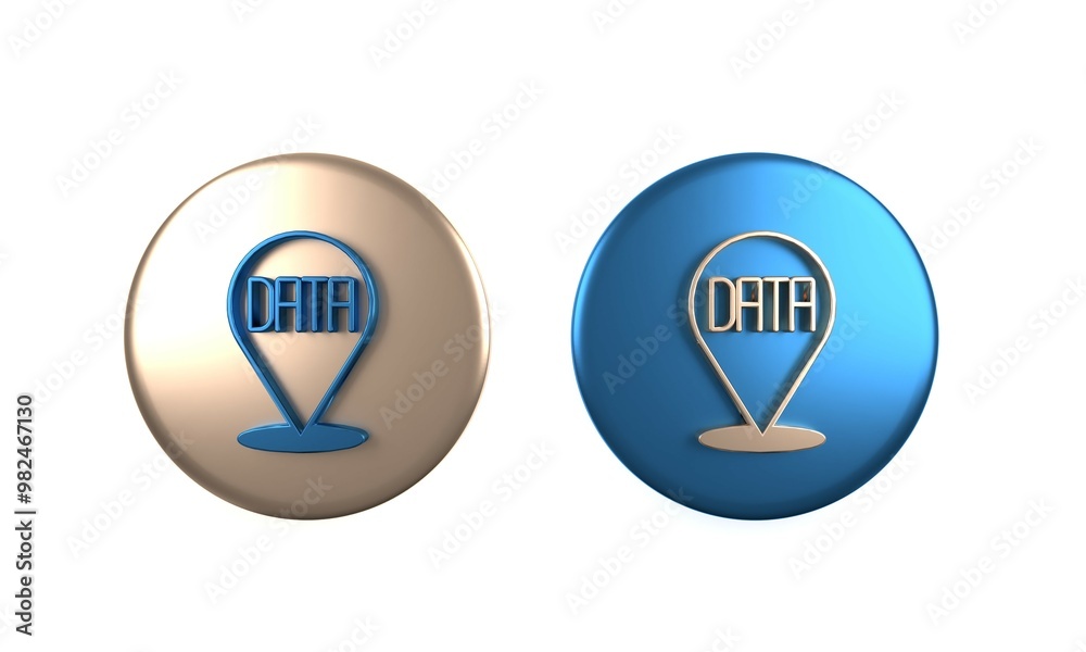 Poster colorful data analysis icon isolated on white background. business data analysis process, statistics