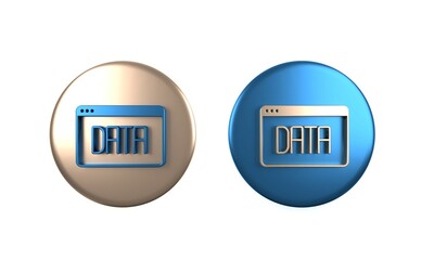 Colorful Data analysis icon isolated on white background. Business data analysis process, statistics. Charts and diagrams. Circle button. 3D render illustration