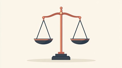 A balanced scale, symbolizing justice and fairness, presented in a minimalist design. Ideal for legal or ethical themes.