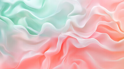 Obraz premium Soft fluid waves of light coral, mint green, and lavender blending together to create a seamless and abstract background.