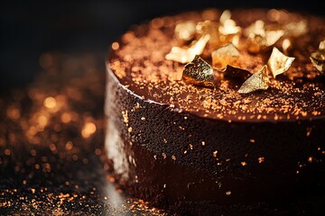 Delicious chocolate cake on a white plate top view for dessert lovers new beautiful stock image illustration AI