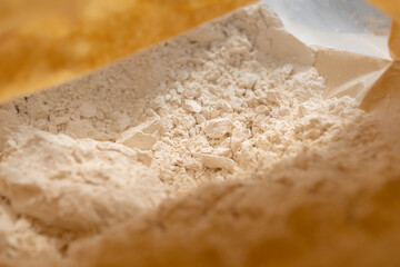 Texture of white powder, flour, clay or drug in packaging
