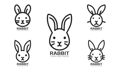 Set of Rabbit line art logo vector illustration
