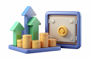 Flat Border Frame Design with Safe Boxes and Upward Profit Arrows for Financial Security and Investment Content - Simple Vector Illustration