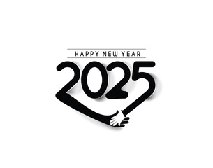 Happy New Year 2025 Text Typography Design Element flyer, banner design.