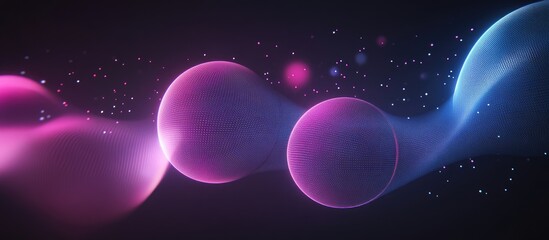 Naklejka premium Modern Abstract Background With Neon Lines And Circles Blue Blurs