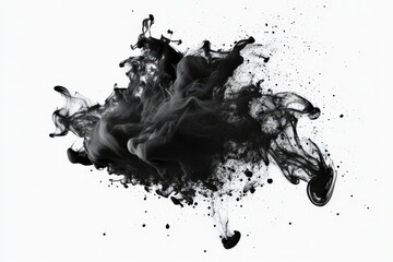 Black Ink Splash on White Background