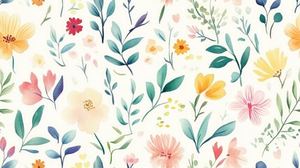 Fresh spring watercolor floral seamless pattern for wedding invitations website backgrounds mobile app designs and organic food signs and banners