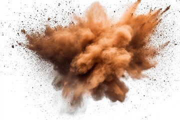 Brown Powder Explosion Against White Background