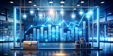 Glowing Abstract Business Tools Art Concept: Sleek Digital Design Representing Retail Analytics and Marketing Efficiency � Ideal for Business Promotions