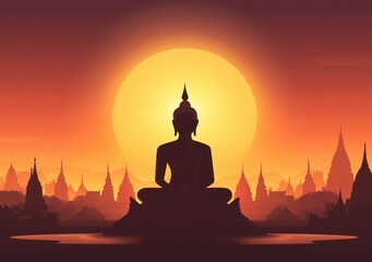 lord of Buddha sculpture in sitting pose is setting in the temple