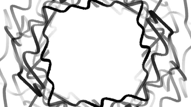The lines form a symmetrical frame-like animation.