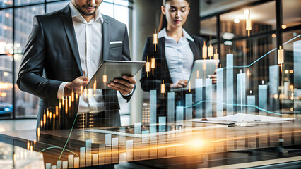 Glowing Abstract Business Tools Art Concept: Sleek Digital Design Representing Retail Analytics and Marketing Efficiency for Business Ads