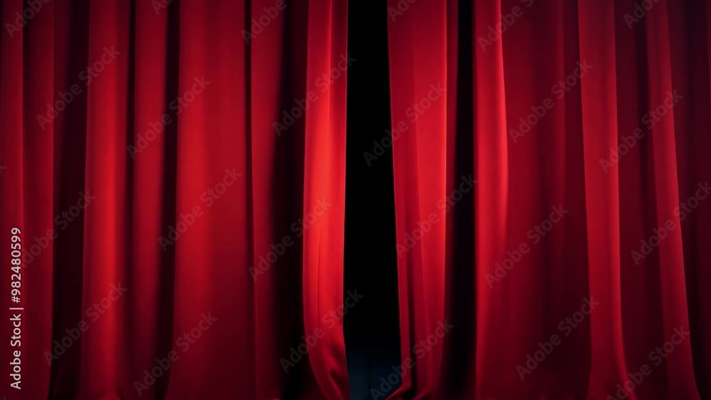 Poster the rich red velvet curtain hangs elegantly, creating a sense of anticipation before a performance a