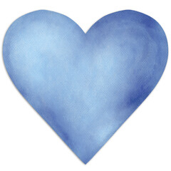 Soft Blue Heart Love Watercolor on Transparent Background