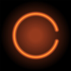 Loading simple icon, vector. Flat design. Orange neon on black background
