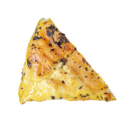 Piece of grilled chicken meat isolated on white