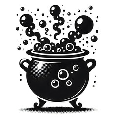 The silhouette image of bubbling cauldrons.