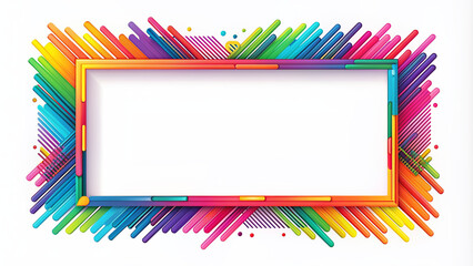 Vibrant abstract graphic frame with bold lines and minimalist design elements, perfect for adding personalized text or names, isolated on a clean white background.