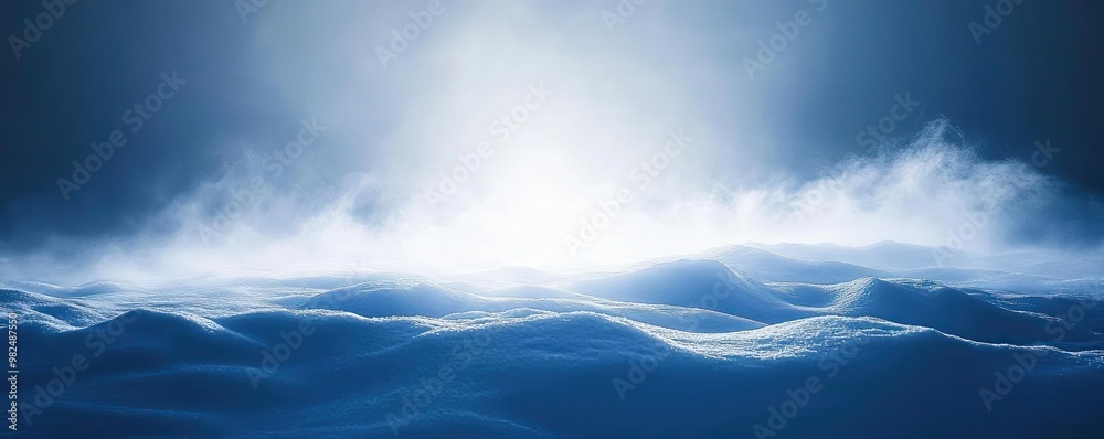Poster A tranquil ocean scene with gentle waves illuminated by soft, diffuse light creating a serene and calming atmosphere.