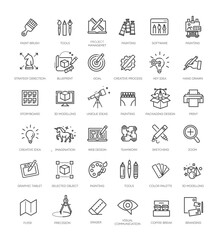 Set of thin line web icons of graphic design