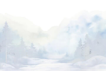 Obraz premium Serene winter watercolor png paint texture overlay, transparent background