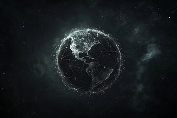 Global network sketch overlaying Earth in a darkened cosmos.