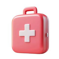 A vibrant red first aid kit with a white cross symbol, ideal for health and safety concepts in medical imagery., isolated on a transparent background.