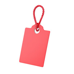 A vibrant red gift tag with a twine loop, perfect for labeling presents with style and personality., isolated on a transparent background.