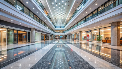 interior of empty modern shopping mall with spc flooring