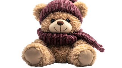 Obraz premium a stuffed bear wearing a hat and scarf