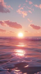 Fototapeta premium Sunset beauty horizon sky on ocean water with reflection light marine surface story background