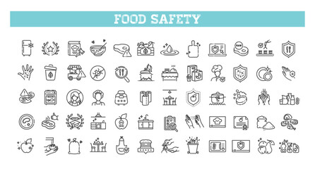 Set of outline food safety icons