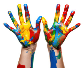Fototapeta premium PNG Hand finger paint white background.