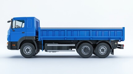 Isolated blue cargo truck on a clean white background, ideal for advertising and industrial design mockups, highlighting the vehicle