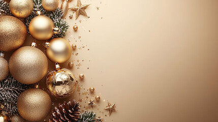 Elegant Christmas Ornaments in Golden and Champagne Tones