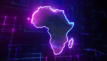 African map futurustic digital background 3d&nbsp;rendering