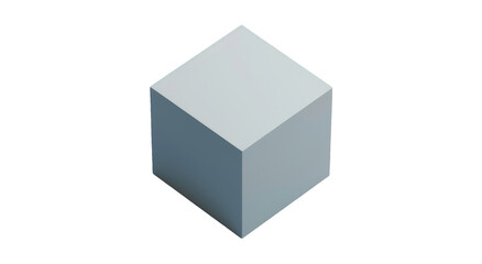 Cube Isolated on Transparent Background, Minimal Geometric 3D Block Shape