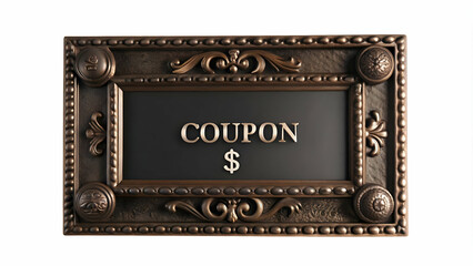 3D Elegant Border Frame with Coupon and Dollar Sign - Stylish Design for Business Promotions on White Background