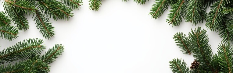 Obraz premium Watercolor Christmas greenery frame with white background